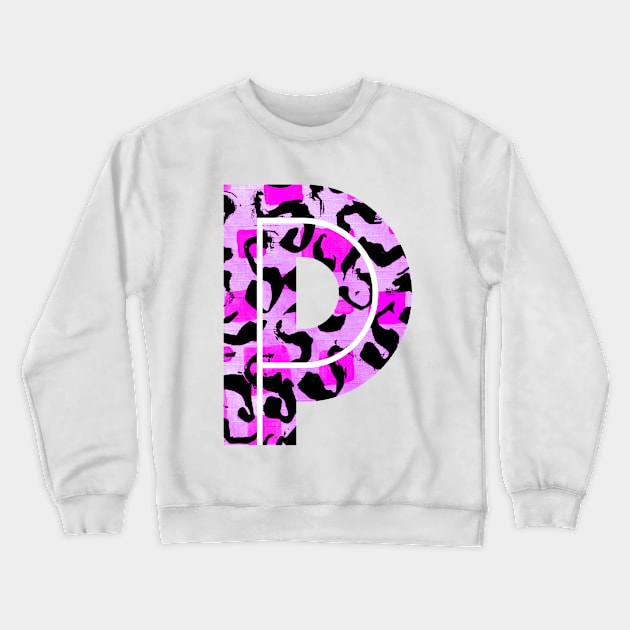 Letter P Watercolour Leopard Print Alphabet Crewneck Sweatshirt by Squeeb Creative